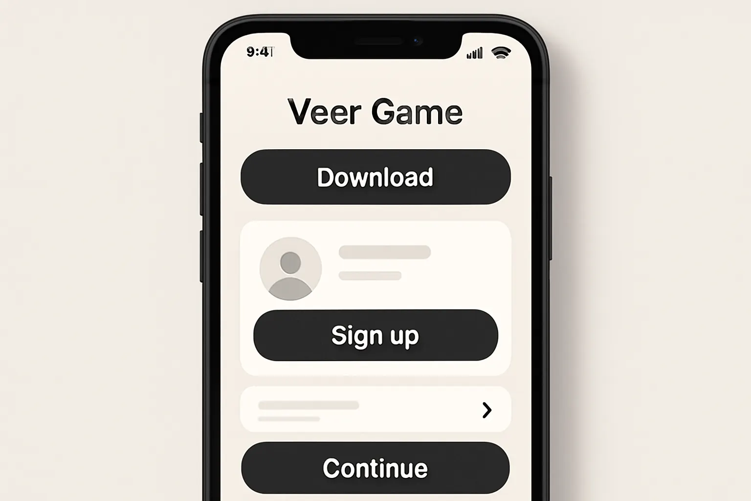 Veer Game mobile app experience